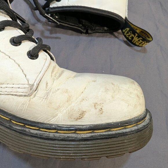 Dr. Martens 1460 J White Leather Combat Boots - Youth Size US 3 - Picture 4 of 9